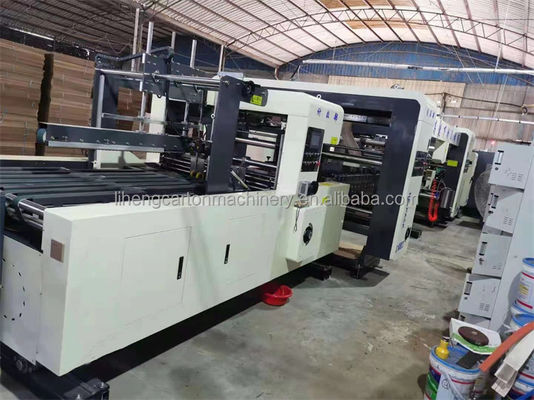 Geaffineerde kartonnen doos Flexo-drukmachine met 4 kleuren en automatische vouwlijm