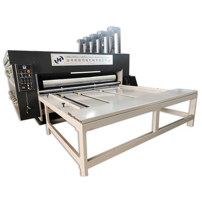 1500 KG half-automatische ketenvoeding gegolfde pizza doos flexoprinter roterende die cutter machine